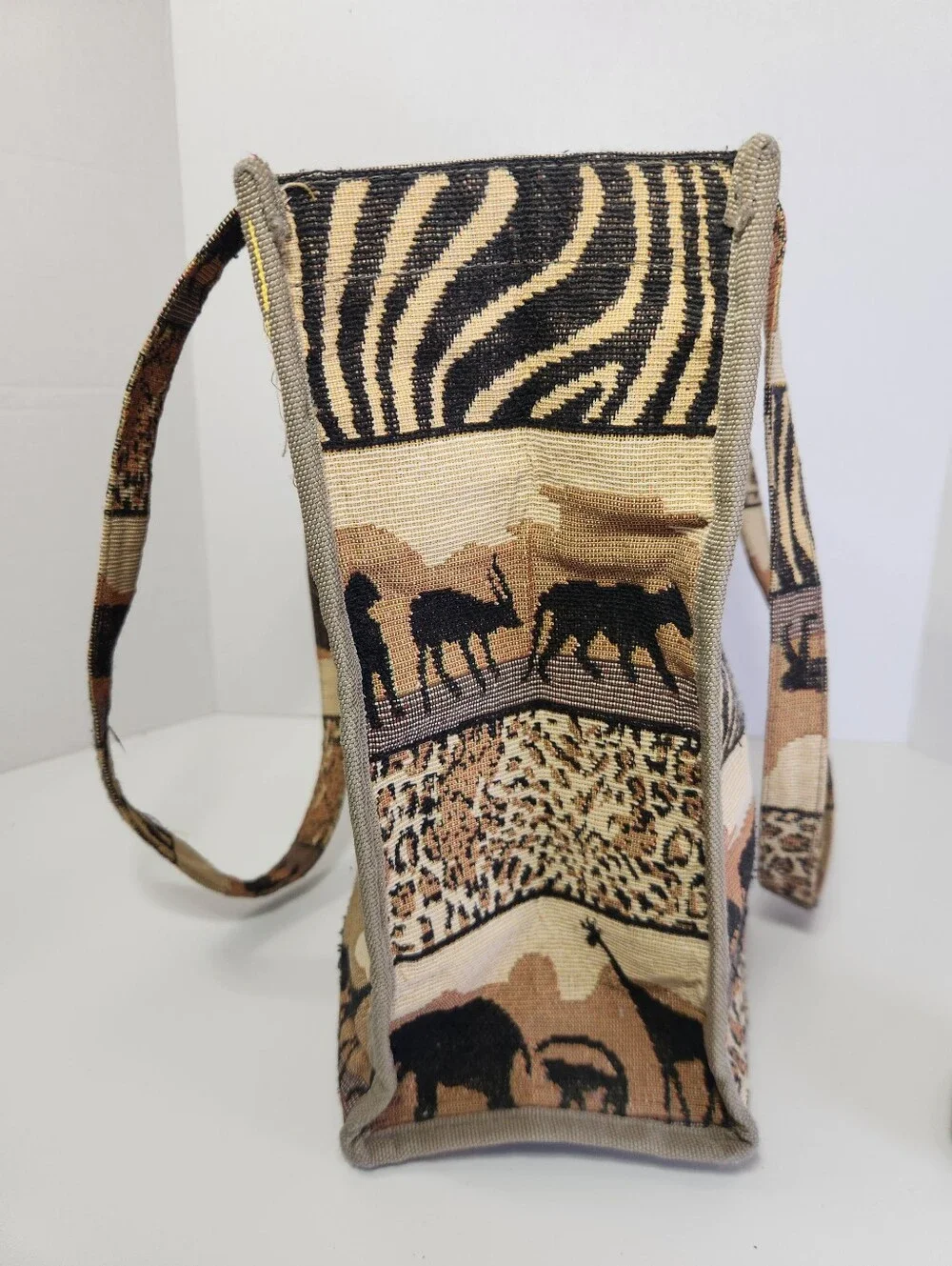 Jade Safari Animal Print Tapestry Zip Purse Tote Bag w/ Coin Purse Pockets